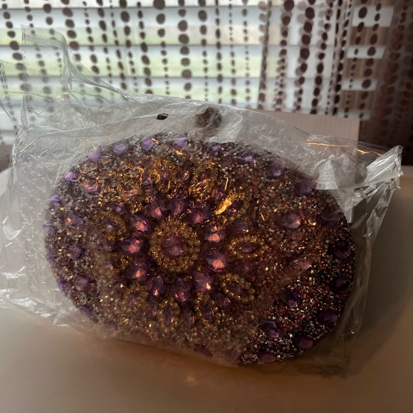 RAMLA Purple Jeweled Clutch with Chain Handbag NWOT - Picture 9 of 9